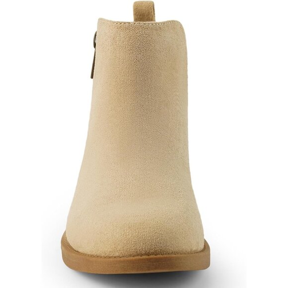 Women's Beige Sand Ankle Boots Short Flat Low Heel Dress Chelsea Casual Classic - Picture 8 of 9